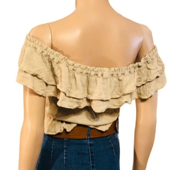 Express Womens Off the Shoulder Peplum Blouse‎ XS Prairie Rustic Boho Chic - Picture 4 of 6